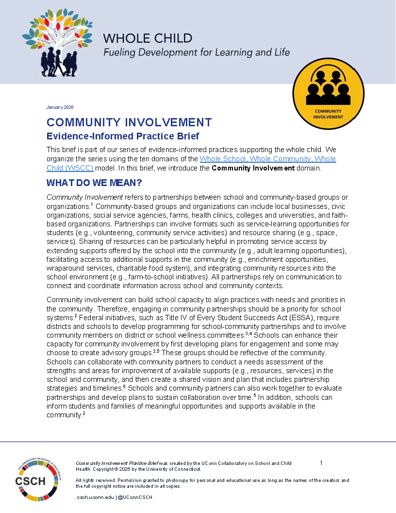 Cover page of Community Involvement Brief
