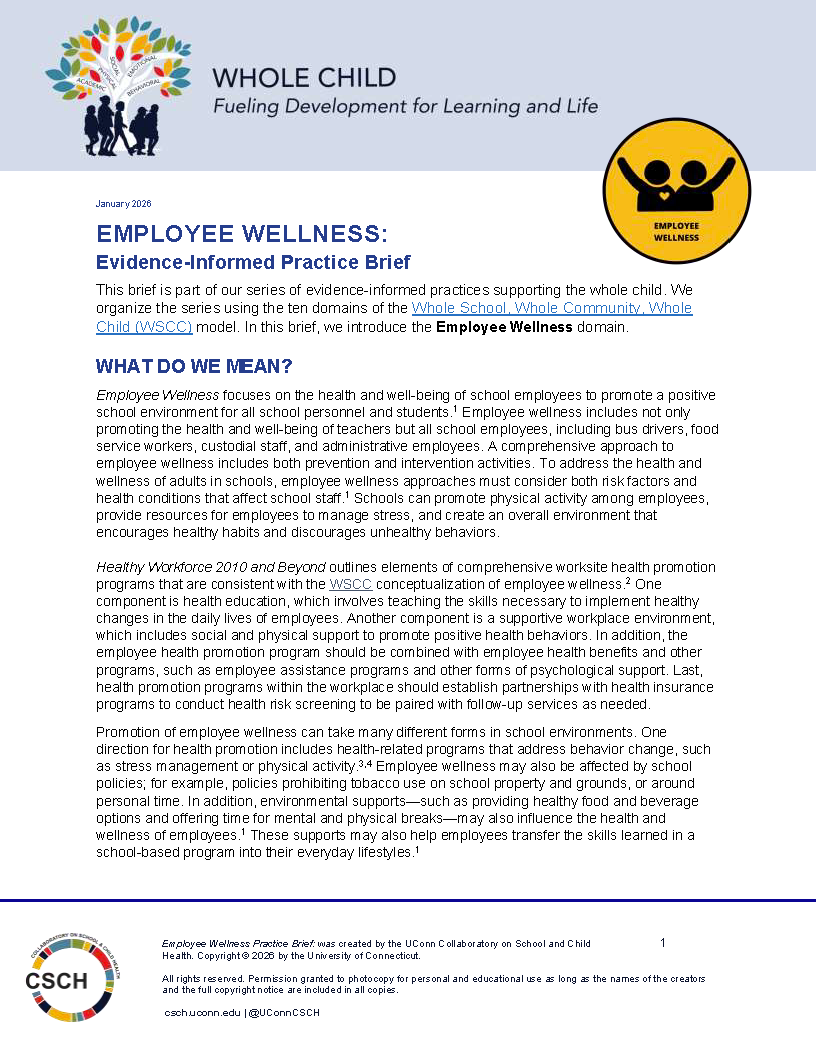 Cover page of Employee Wellness Brief