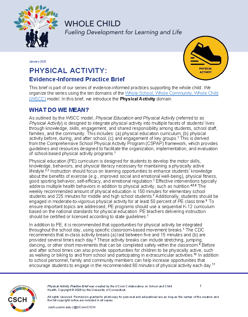 Cover page of Physical Activity Brief
