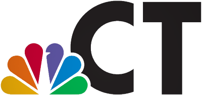 White background with NBC peacock and CT