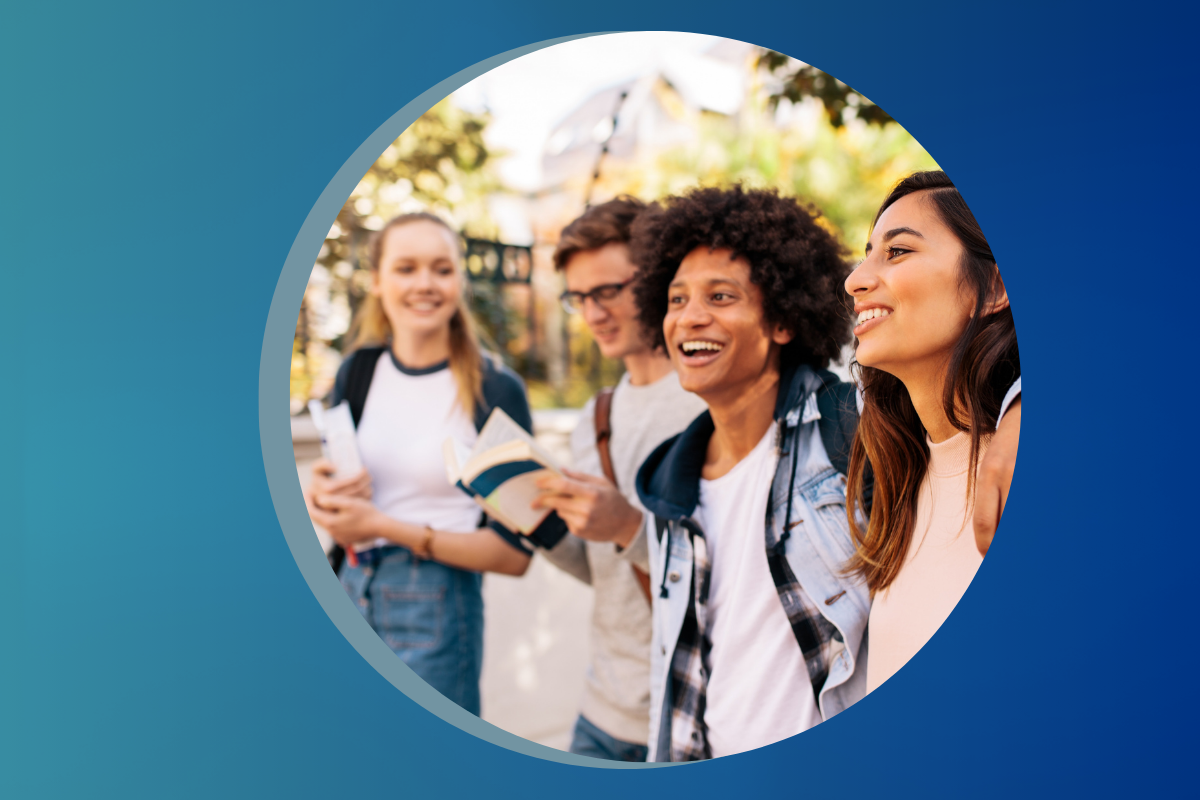 Group of diverse college students smiling